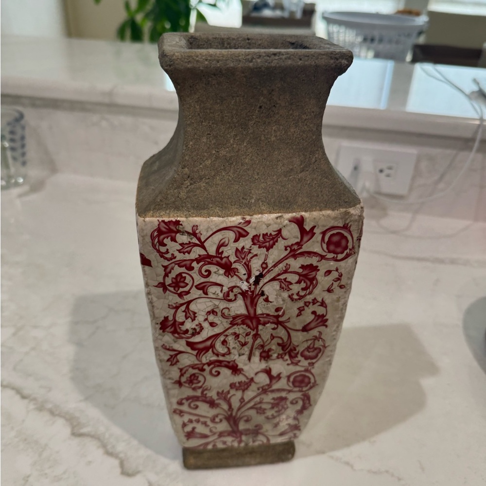 Vintage  Vase Porcelain Peony Hand Painted  Quianlong Revival Circa 1900